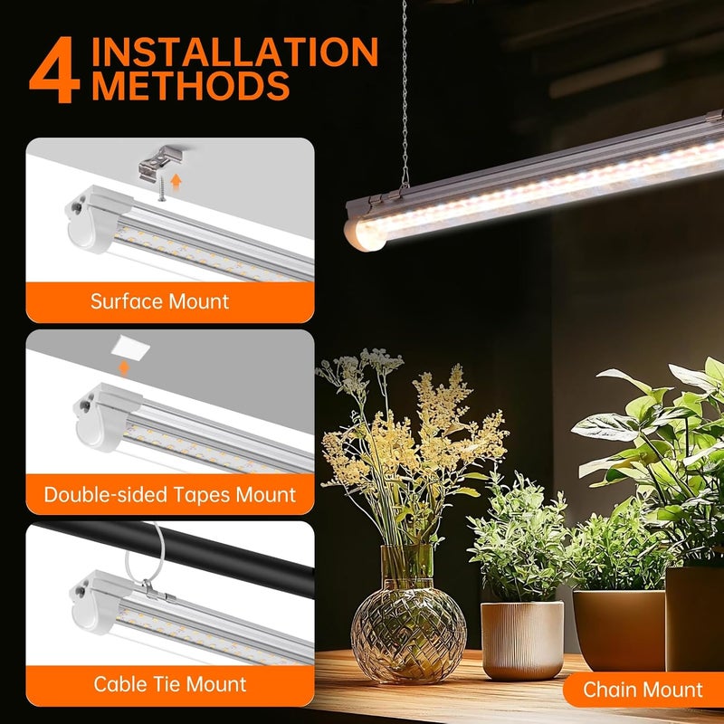 Bstrip T8 Grow Light, 1.4FT 108W (6 x 18W) Plant Lights for Indoor Growing, Full Spectrum with 660nm Red LEDs, 3467K, Ideal for Indoor Plants, Greenhouse, Linkable Design with On/Off Switch, 6-Pack - Image 5